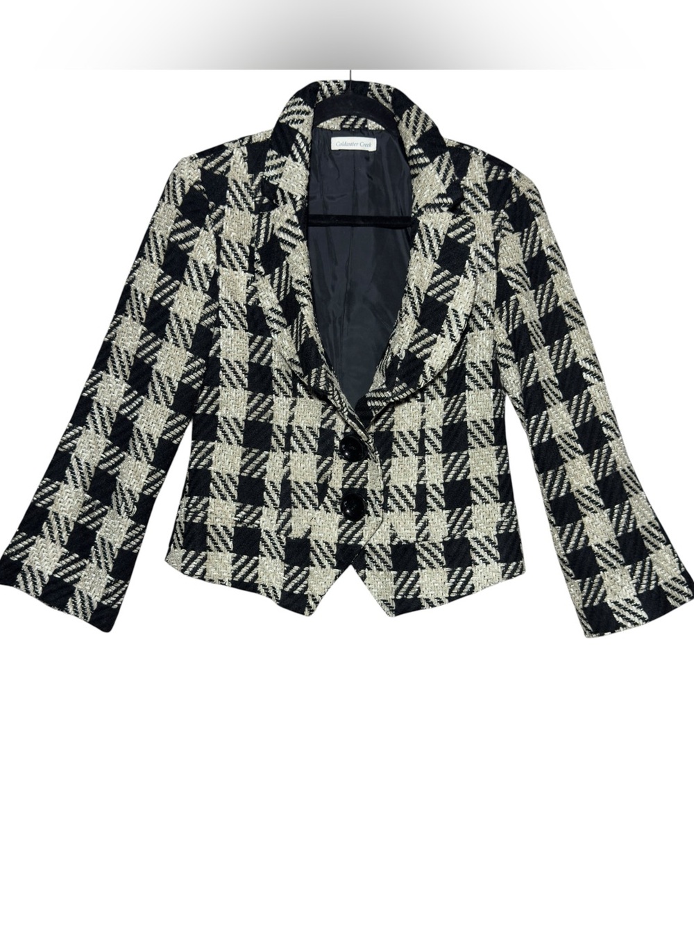 Coldwater Creek Blazer P6 Black White 3 Button Texture Classic Tailored